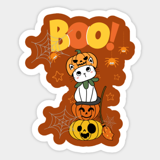 Halloween season - Cute Cat in Pumpkin Sticker